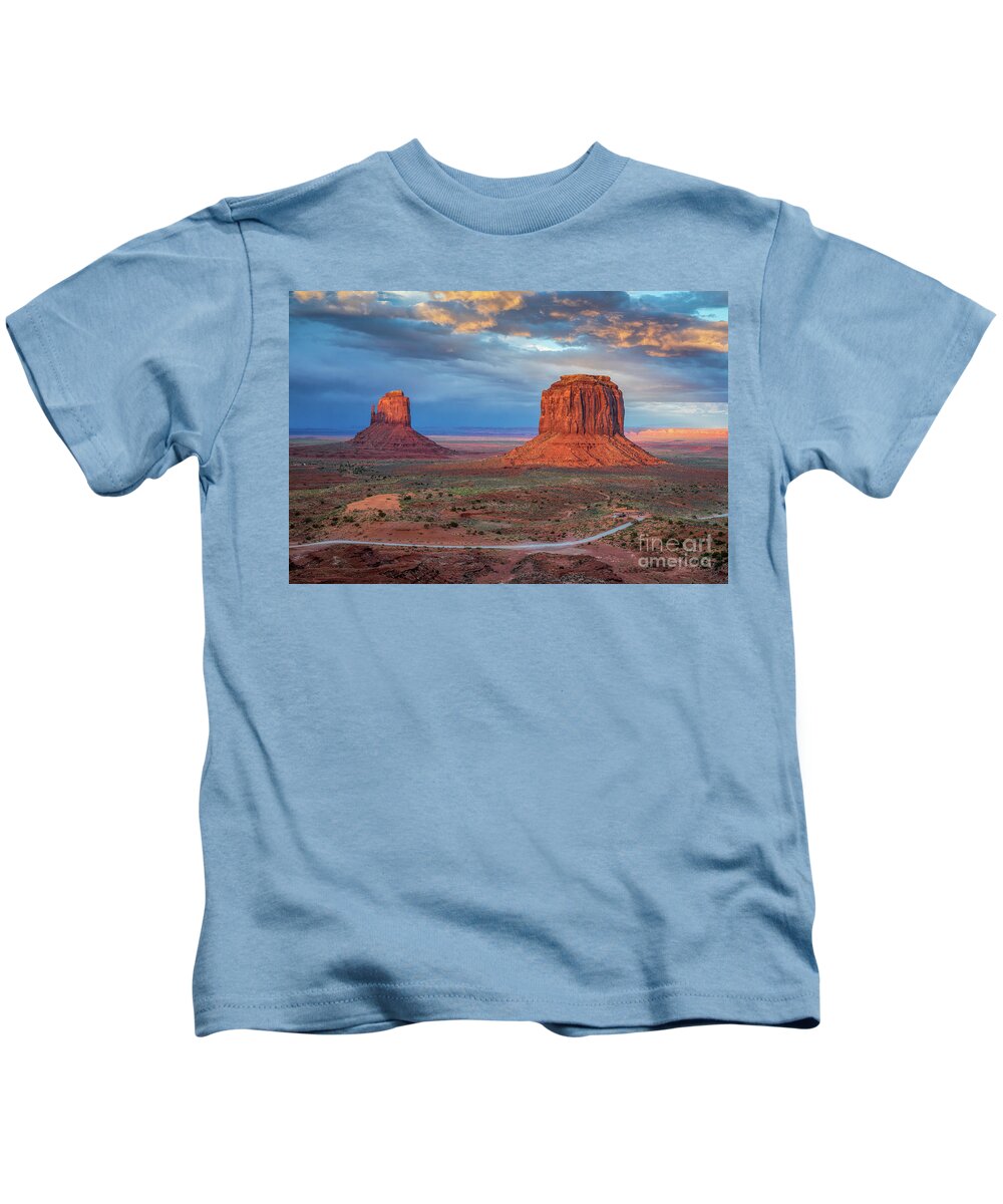 Sunset Kids T-Shirt featuring the photograph Last Light Over Monument Valley #1 by Mimi Ditchie