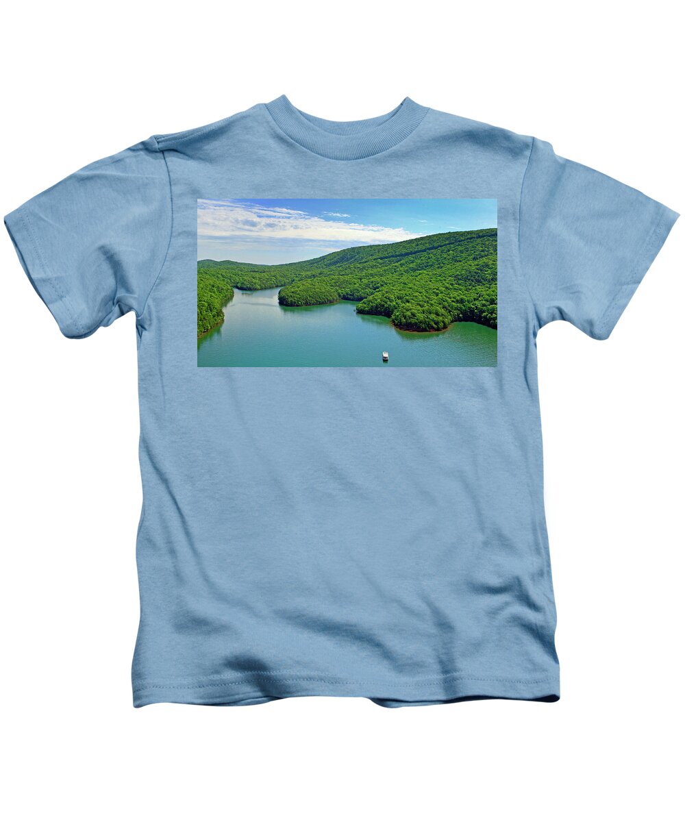 Smith Mountain Lake Kids T-Shirt featuring the photograph 2017 Poker Run, Smith Mountain Lake, Virginia #5 by The James Roney Collection