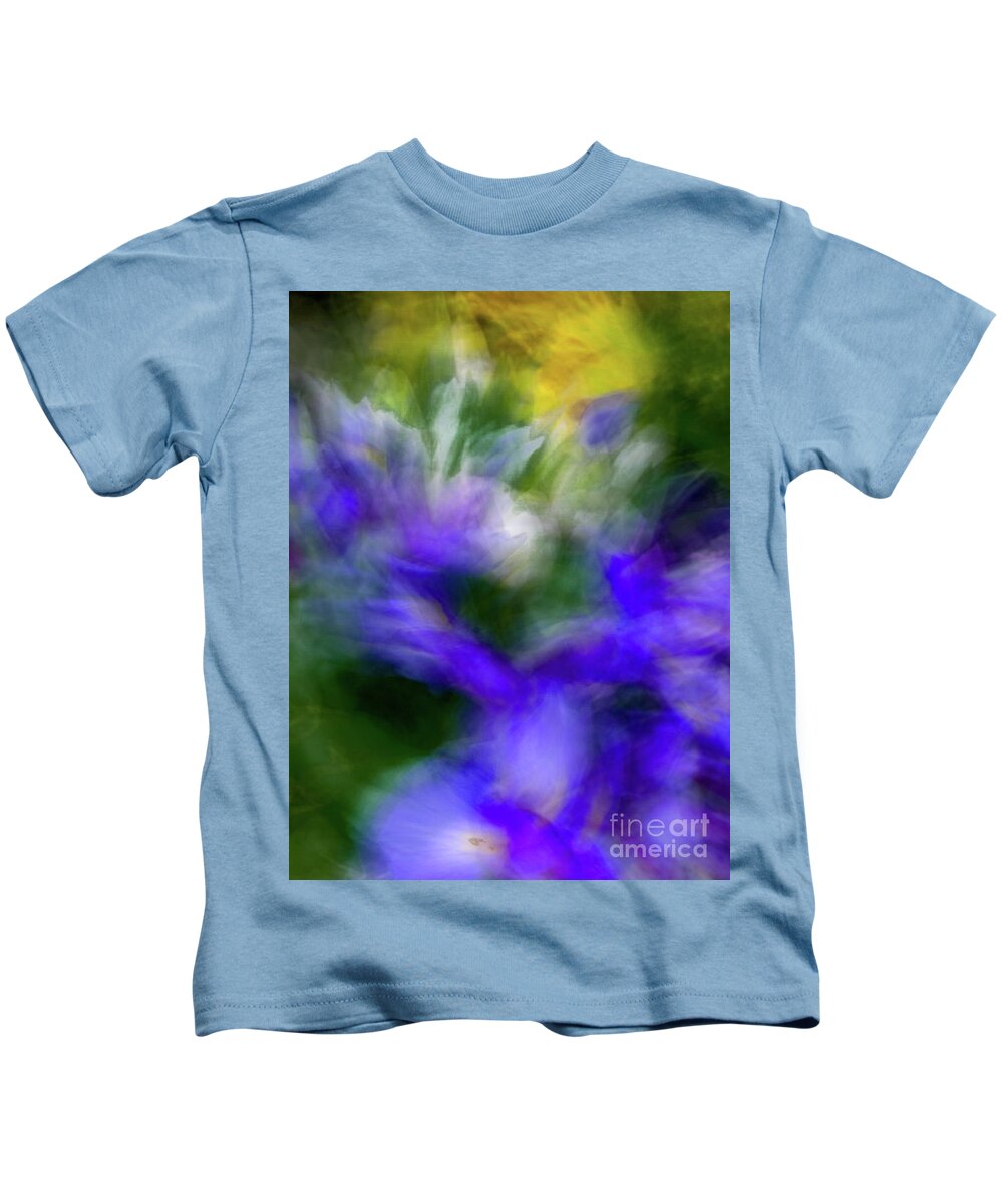 Abstract Kids T-Shirt featuring the photograph Blue and yellow flower abstract by Phillip Rubino