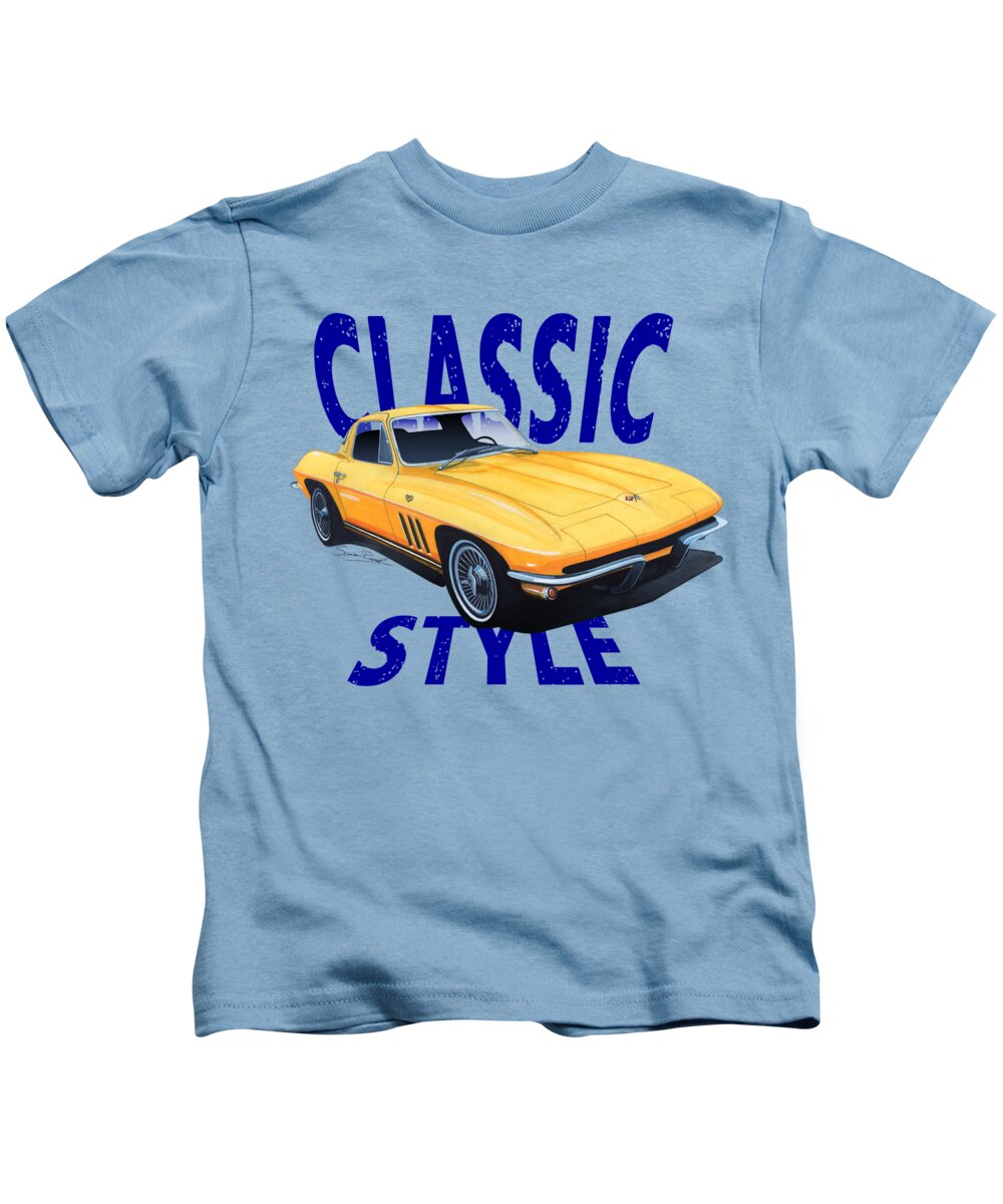 Chevrolet Kids T-Shirt featuring the mixed media Classic Style Corvette C2-Tee by Simon Read