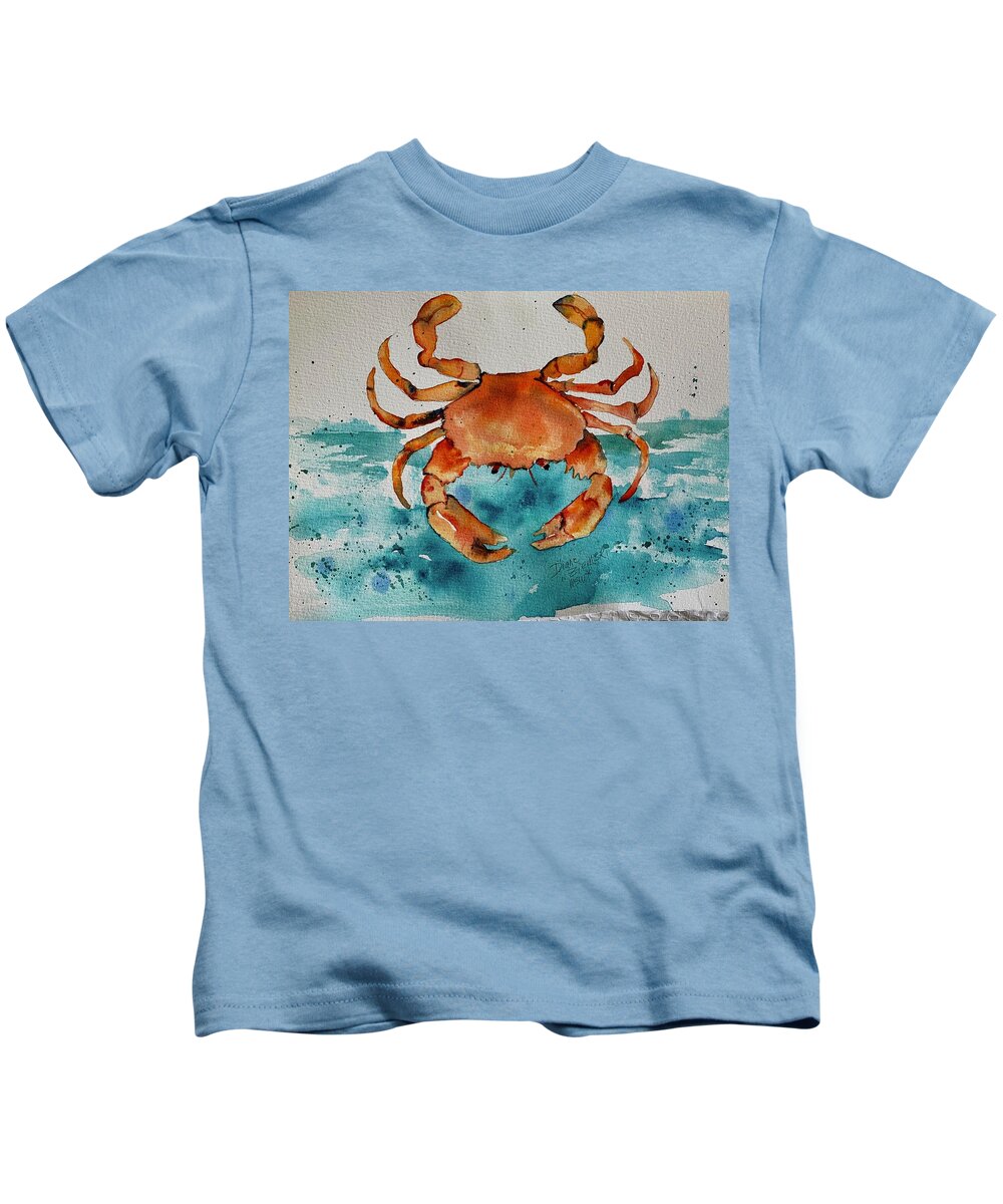  Kids T-Shirt featuring the painting Crabbie by Diane Ziemski