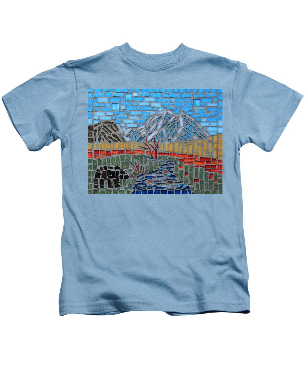 Alaska Kids T-Shirt featuring the glass art Denali, 2011 by Annekathrin Hansen