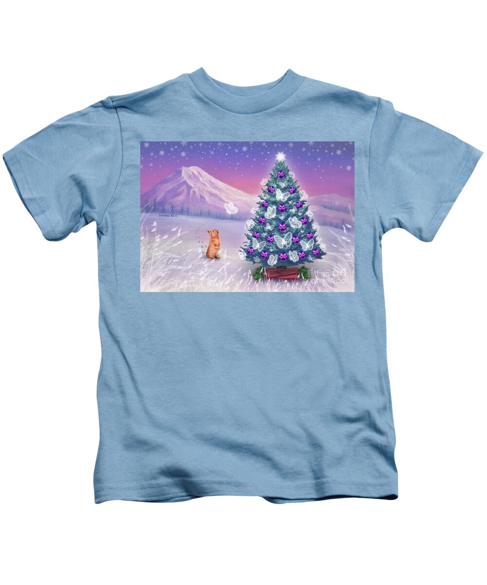 Holiday Kids T-Shirt featuring the painting Dream Christmas Tree by Yoonhee Ko
