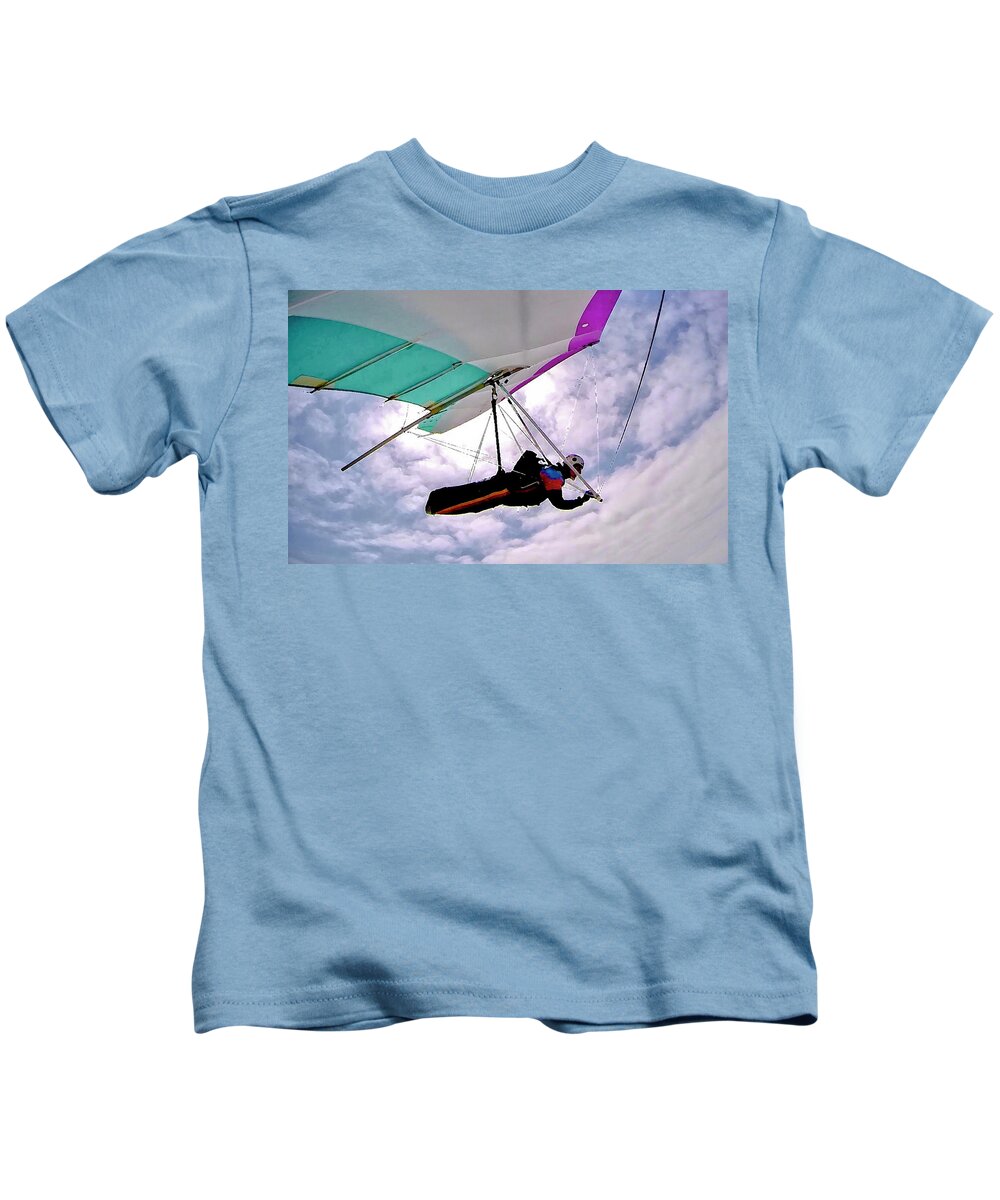 Hang Gliding Kids T-Shirt featuring the photograph Flying by Neil Pankler