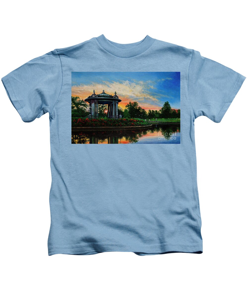 Forest Park Kids T-Shirt featuring the painting Forest Park Bandstand 2 by Michael Frank