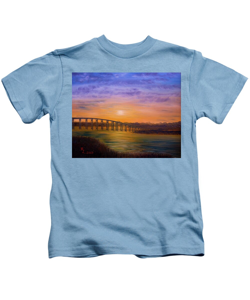 Sunset Kids T-Shirt featuring the painting Golden Spirit by Renee Logan