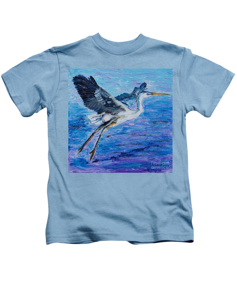 Great Blue Heron Kids T-Shirt featuring the painting Great Blue Heron Impressions by Patty Donoghue