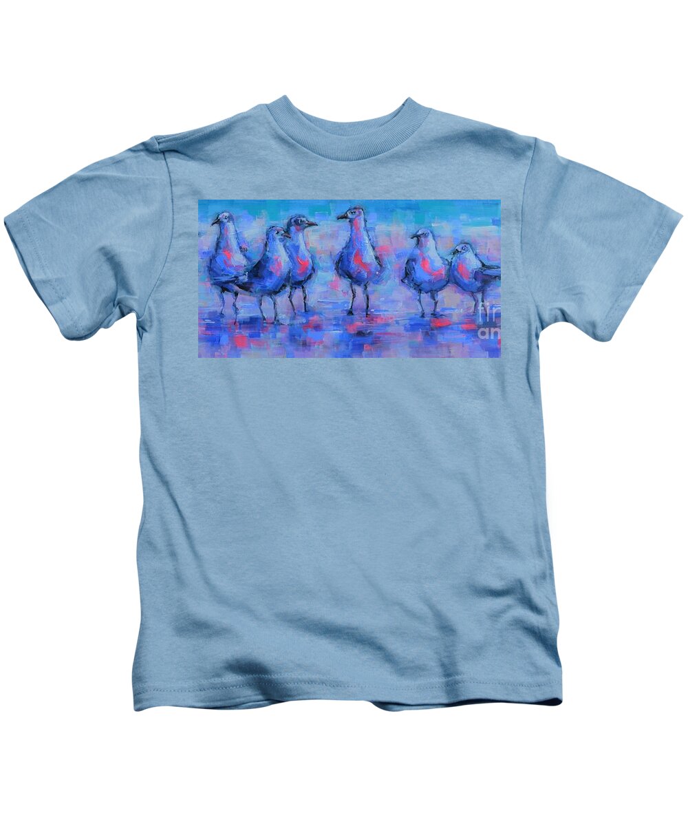 Friends Kids T-Shirt featuring the painting Happy Hour by Dan Campbell