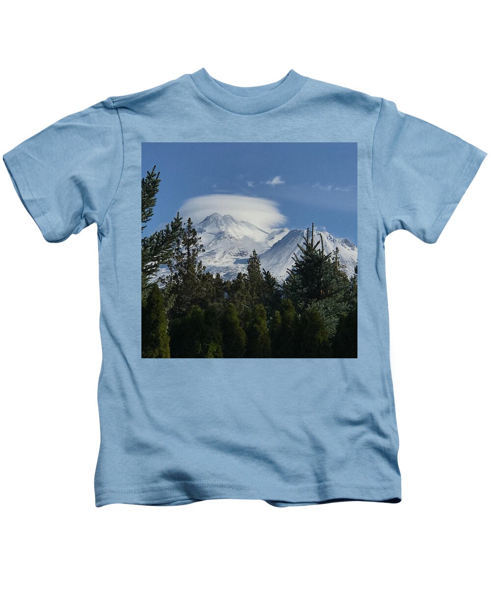 Mt. Shasta Kids T-Shirt featuring the photograph Lenticular Cloud by Noa Mohlabane