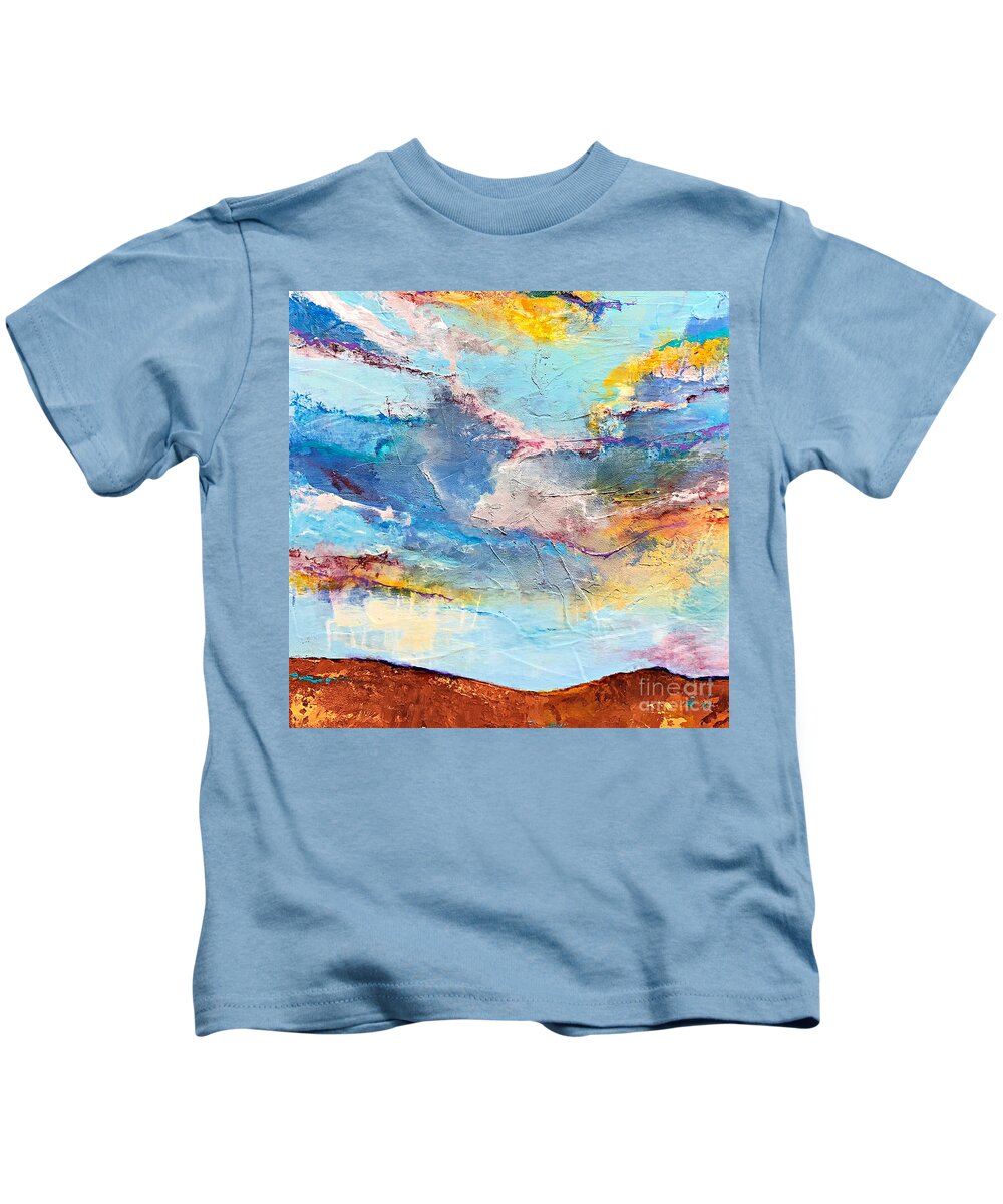 Cloudscape Kids T-Shirt featuring the painting Limitless by Mary Mirabal