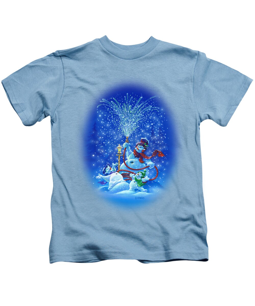 Michael Humphries Kids T-Shirt featuring the painting Making Snow by Michael Humphries