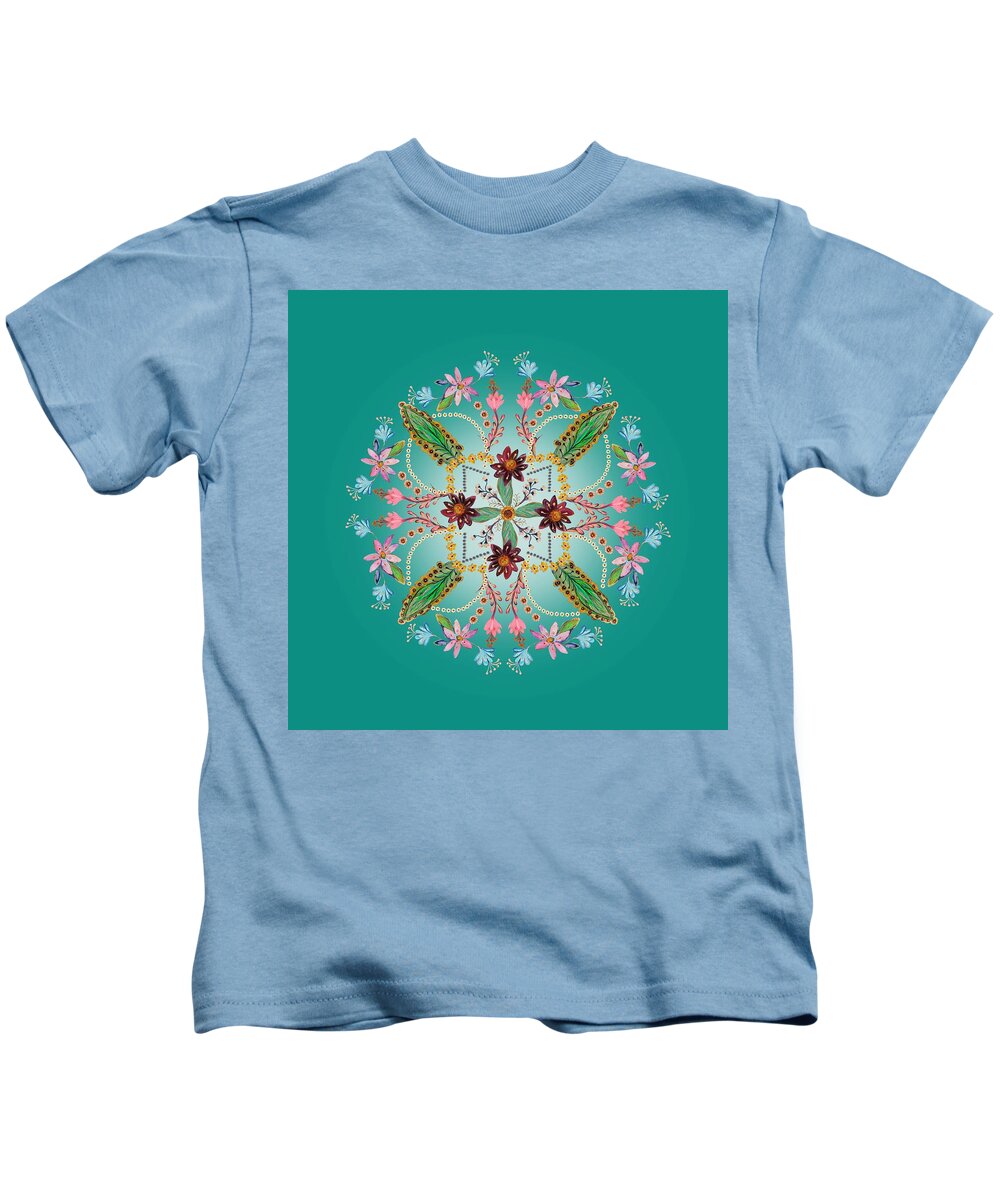 Mandala Kids T-Shirt featuring the digital art Mandala flowering series #1. Ultramarine by Elena Kotliarker