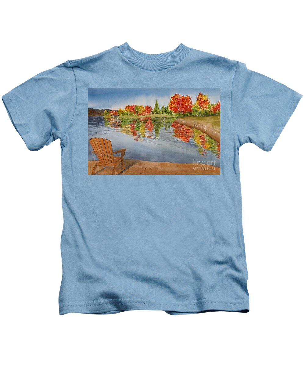 Muskoka Kids T-Shirt featuring the painting Muskoka Fall by Petra Burgmann