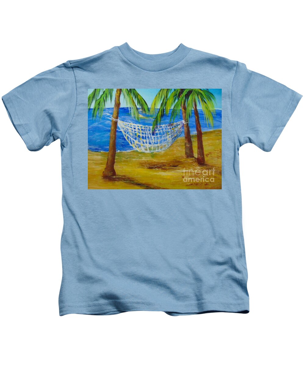 Hammock Kids T-Shirt featuring the painting Nap Time by Saundra Johnson