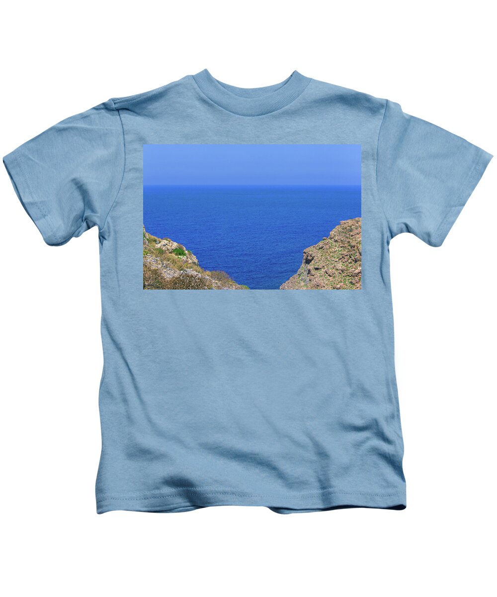 Seascape Kids T-Shirt featuring the photograph Sea view from Gramvousa by Sun Travels