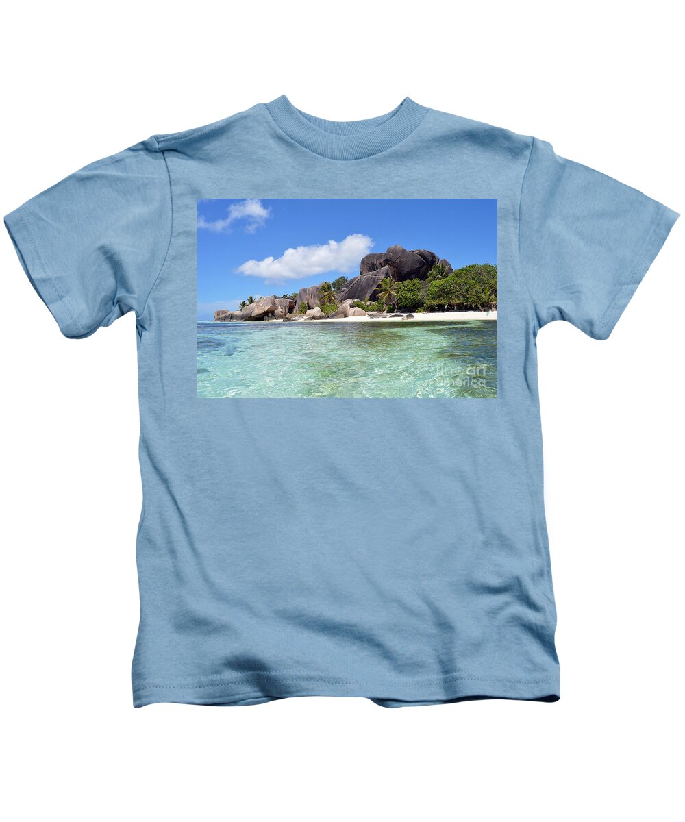 Indian Ocean Kids T-Shirt featuring the photograph Source d Argent - Paradise Beach by Thomas Schroeder