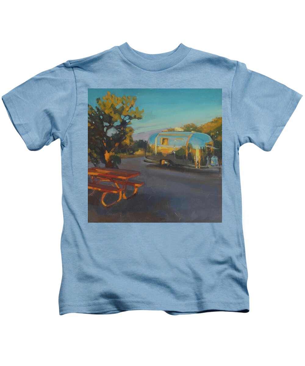 Airstream Kids T-Shirt featuring the painting Sunrise in Navajo Monument by Elizabeth Jose