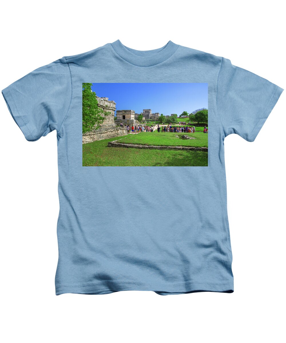 Temple Kids T-Shirt featuring the photograph Temples of Tulum by Sun Travels