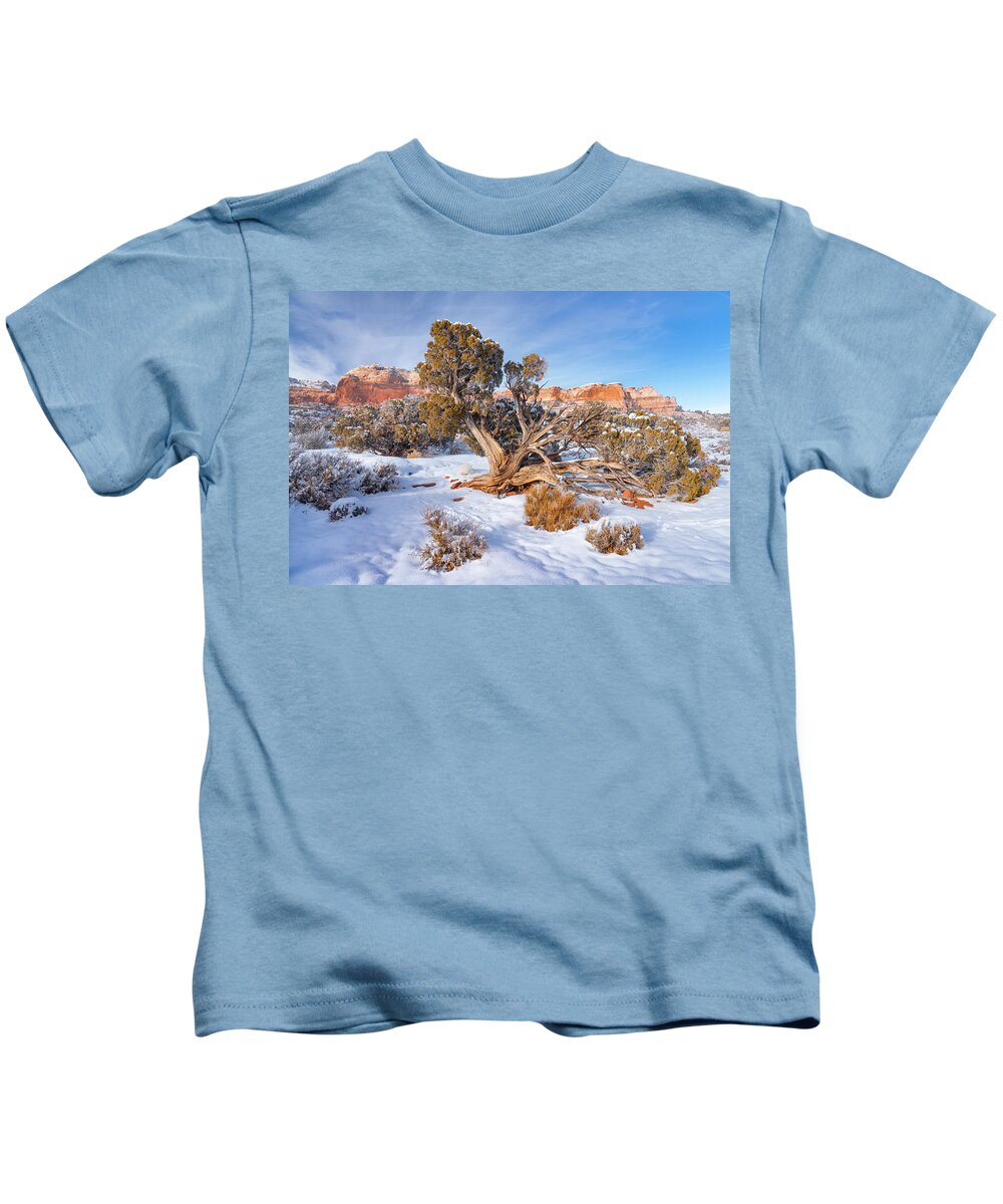 Jeff Foott Kids T-Shirt featuring the photograph Utah Juniper In Winter by Jeff Foott