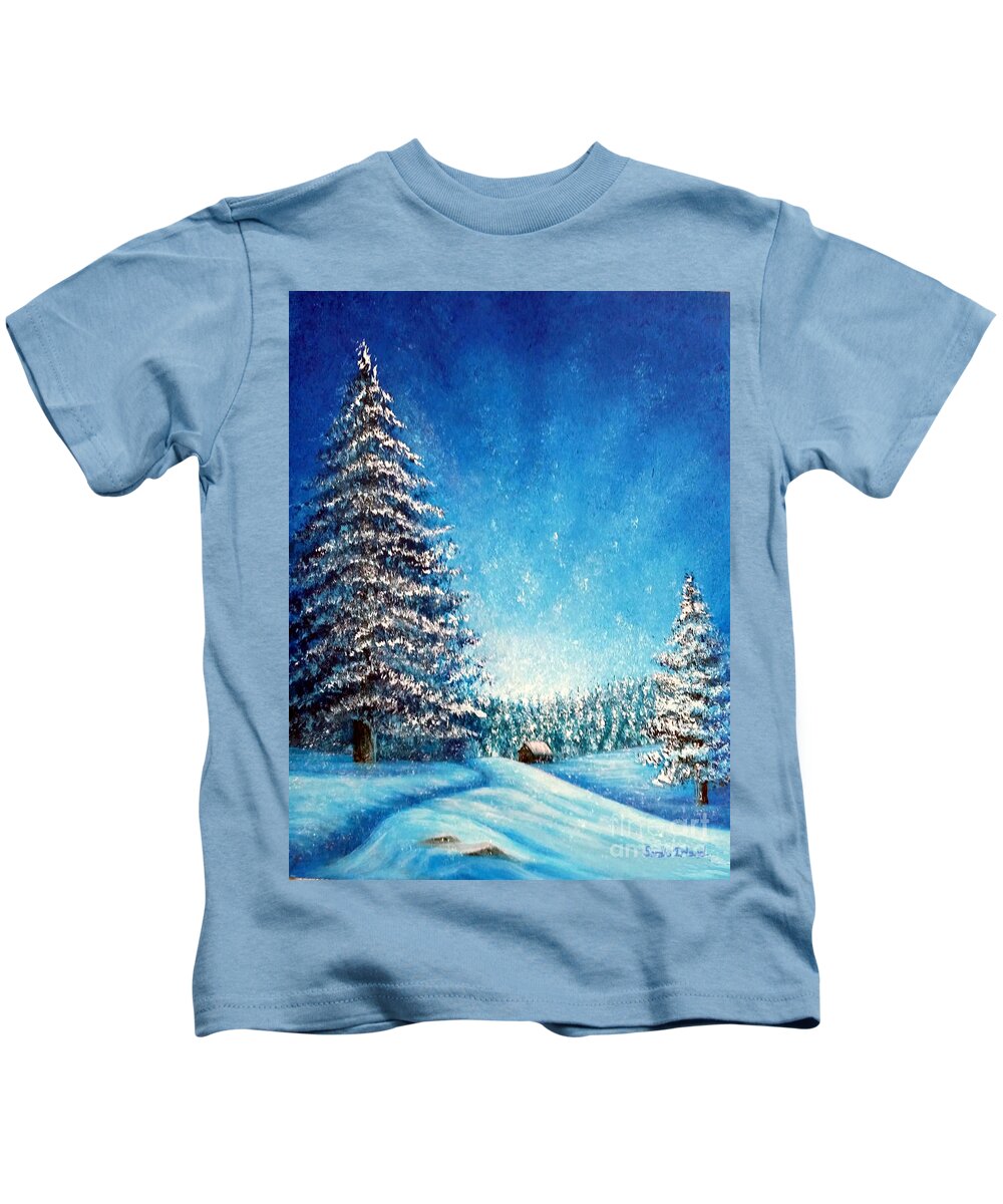 Christmas Kids T-Shirt featuring the painting Wintry Light by Sarah Irland