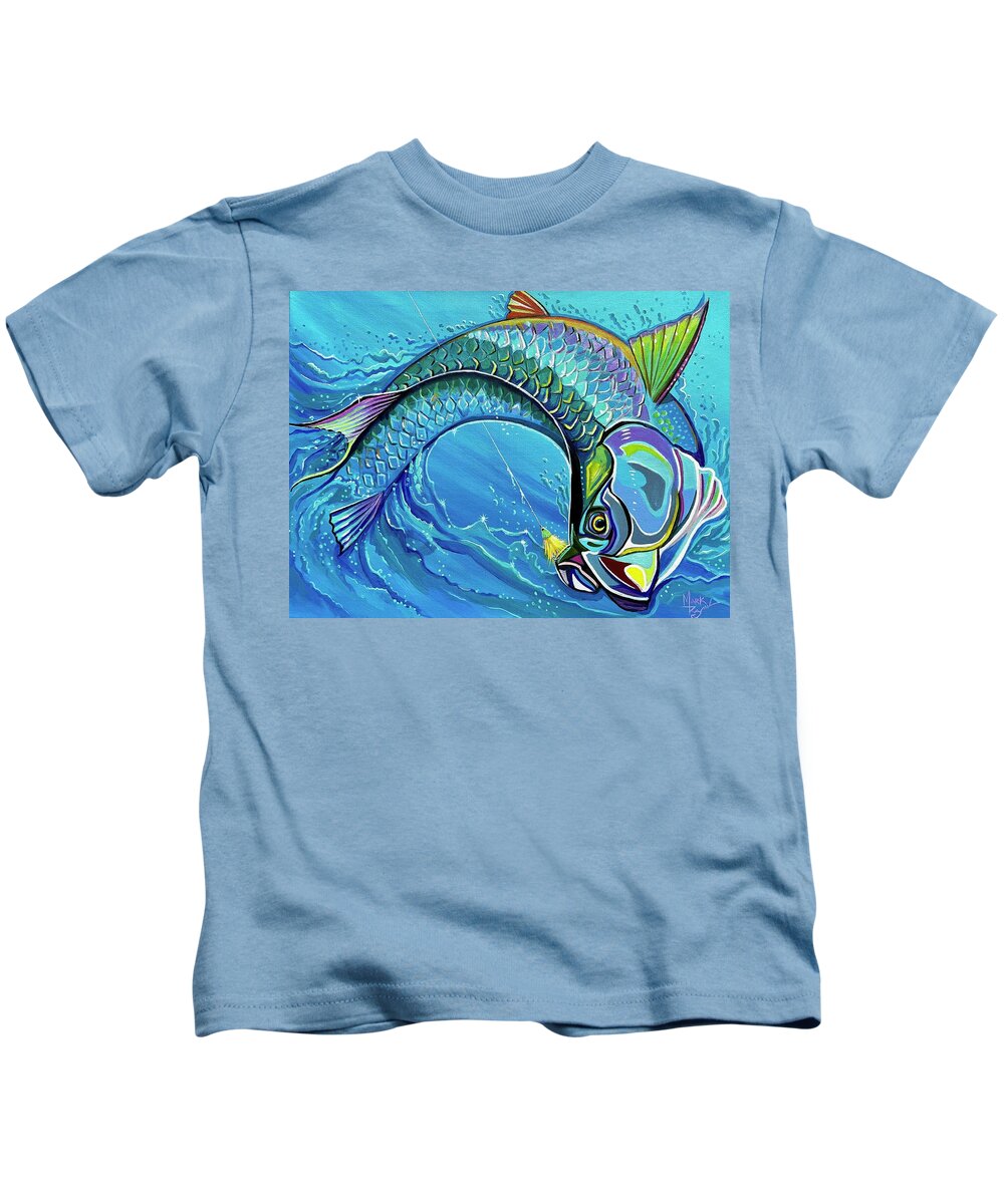 Tarpon Kids T-Shirt featuring the painting Chromatic Catch #2 by Mark Ray