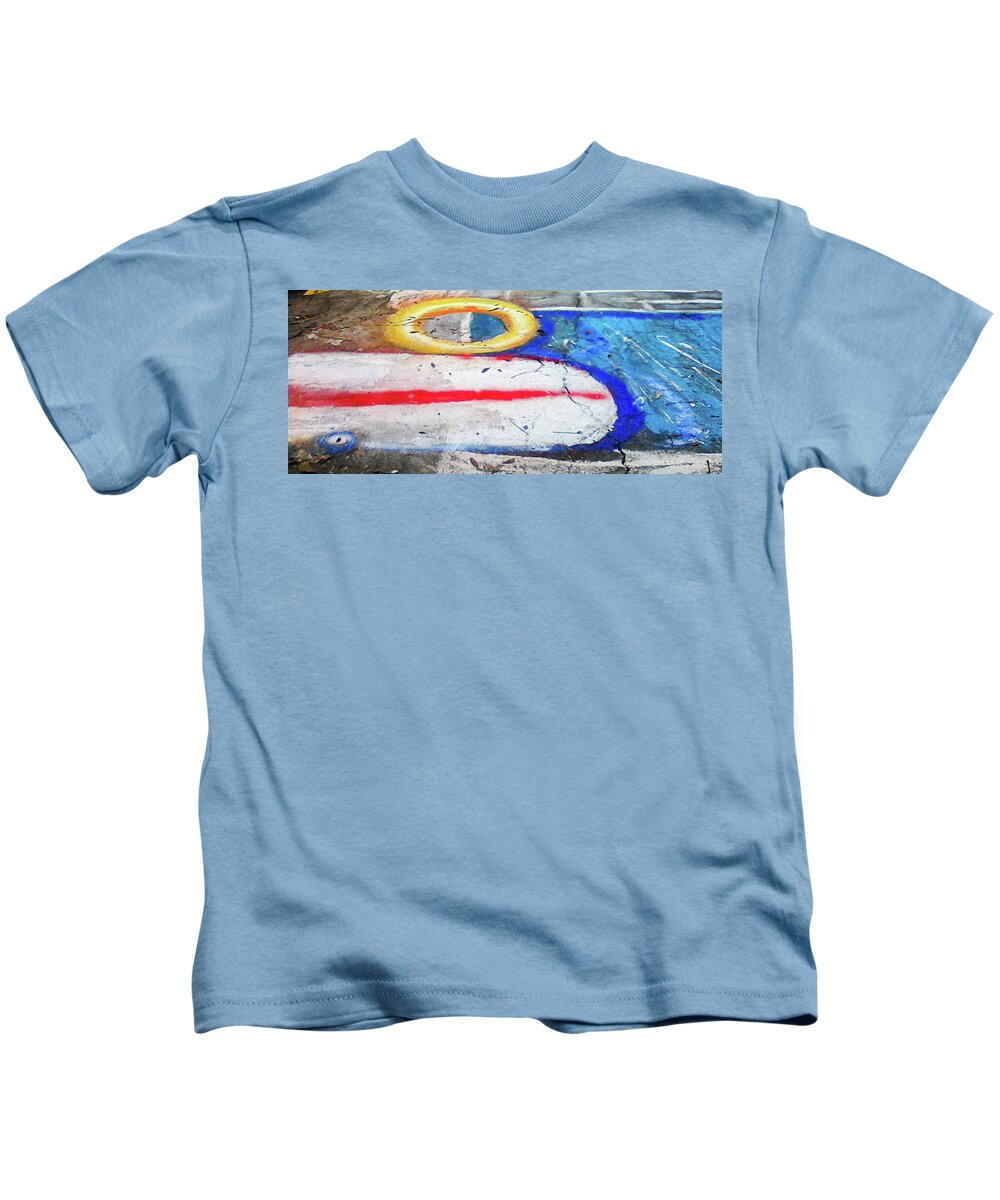 3D Sidewalk Art of pool Ring and Kids T-Shirt by Barbara Searcy -