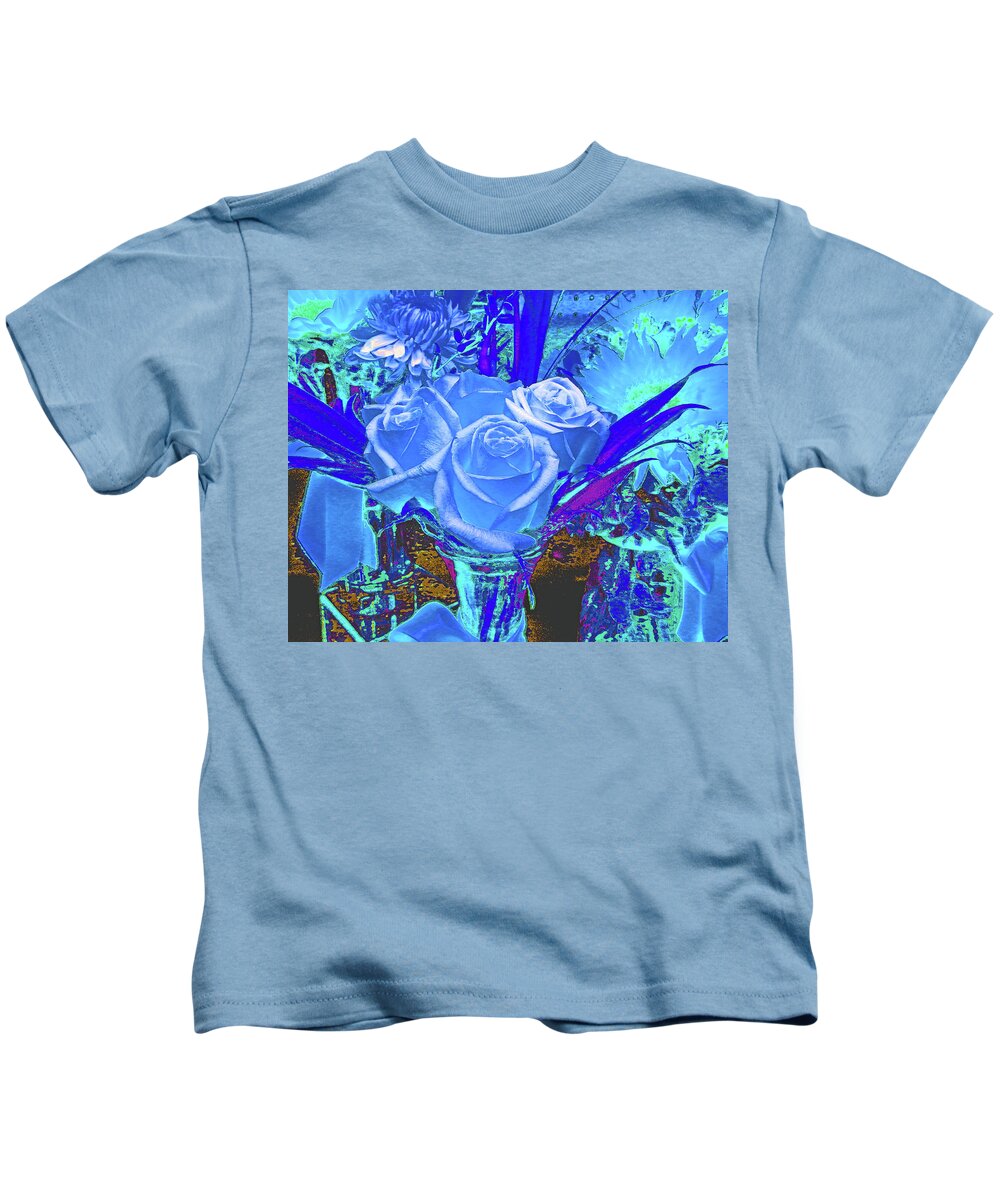 Roses Kids T-Shirt featuring the photograph Abstract Blue Roses by Andrew Lawrence