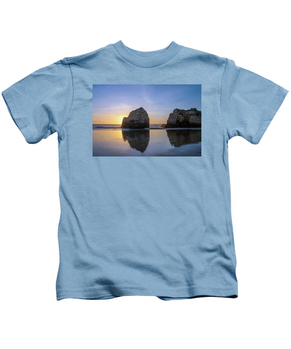 Algarve Kids T-Shirt featuring the photograph Algarve Blue Hour Reflections by Rebecca Herranen