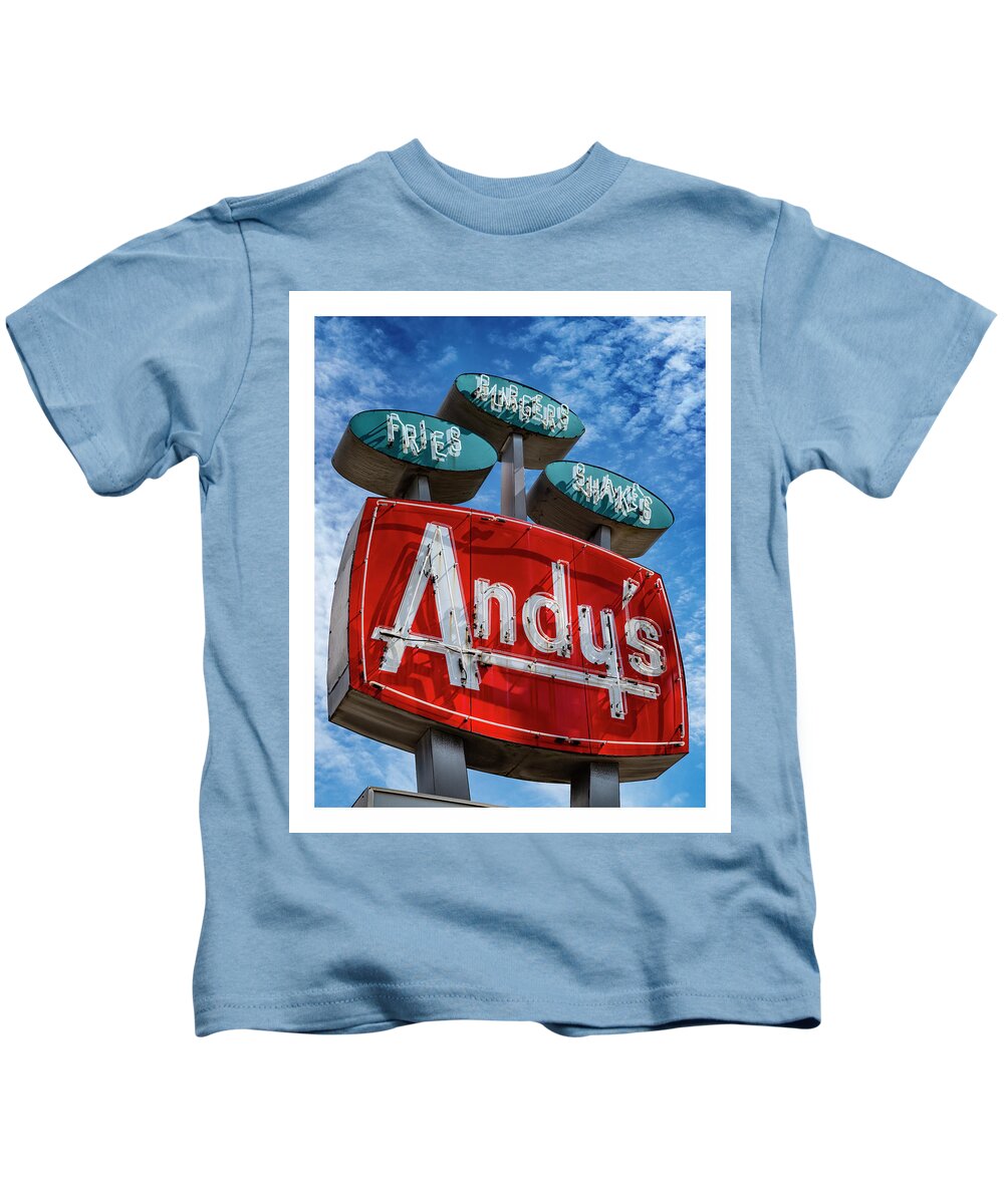 Andy's Kids T-Shirt featuring the photograph Andy's Igloo Drive In by ARTtography by David Bruce Kawchak