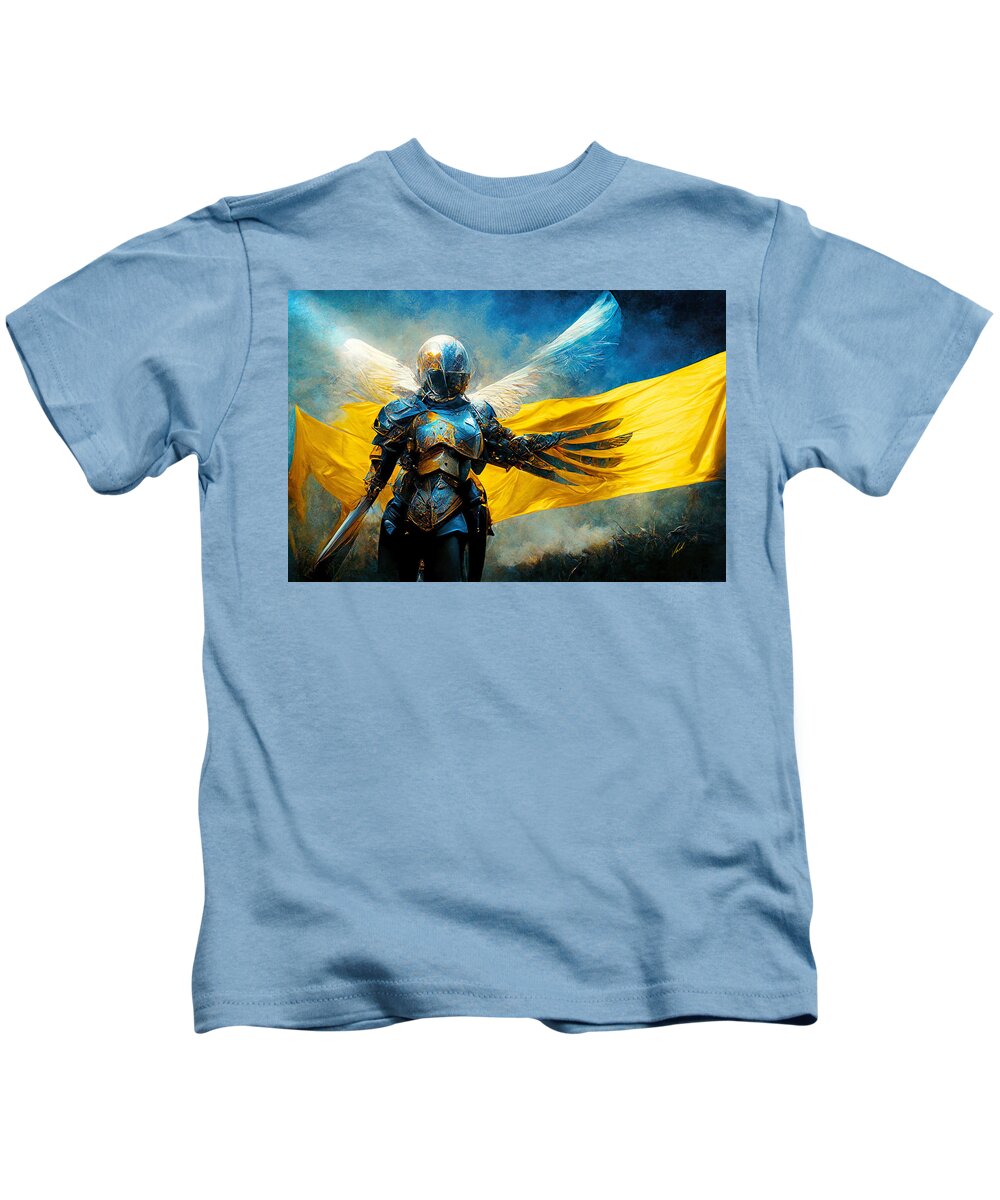 Angel Of Peace Kids T-Shirt featuring the painting Archangel of Victory by Vart