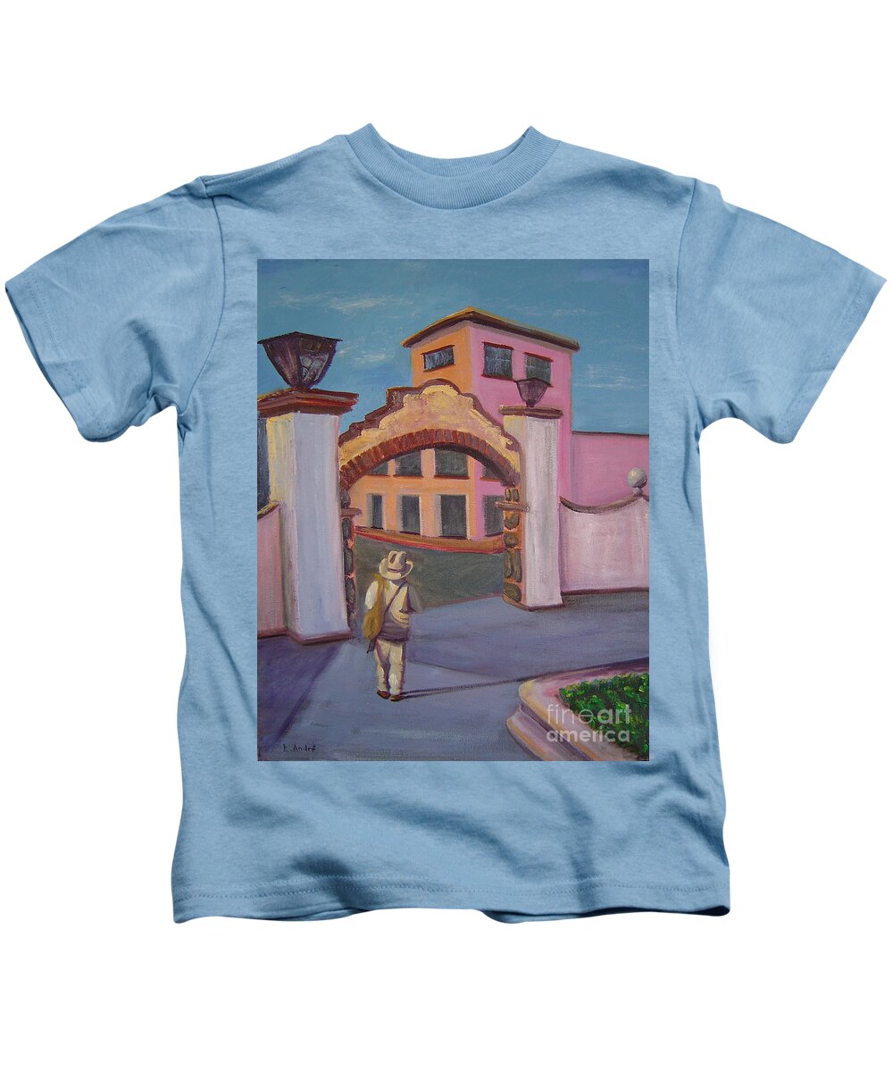 Mexico Kids T-Shirt featuring the painting Arco de Jiutepec by Lilibeth Andre
