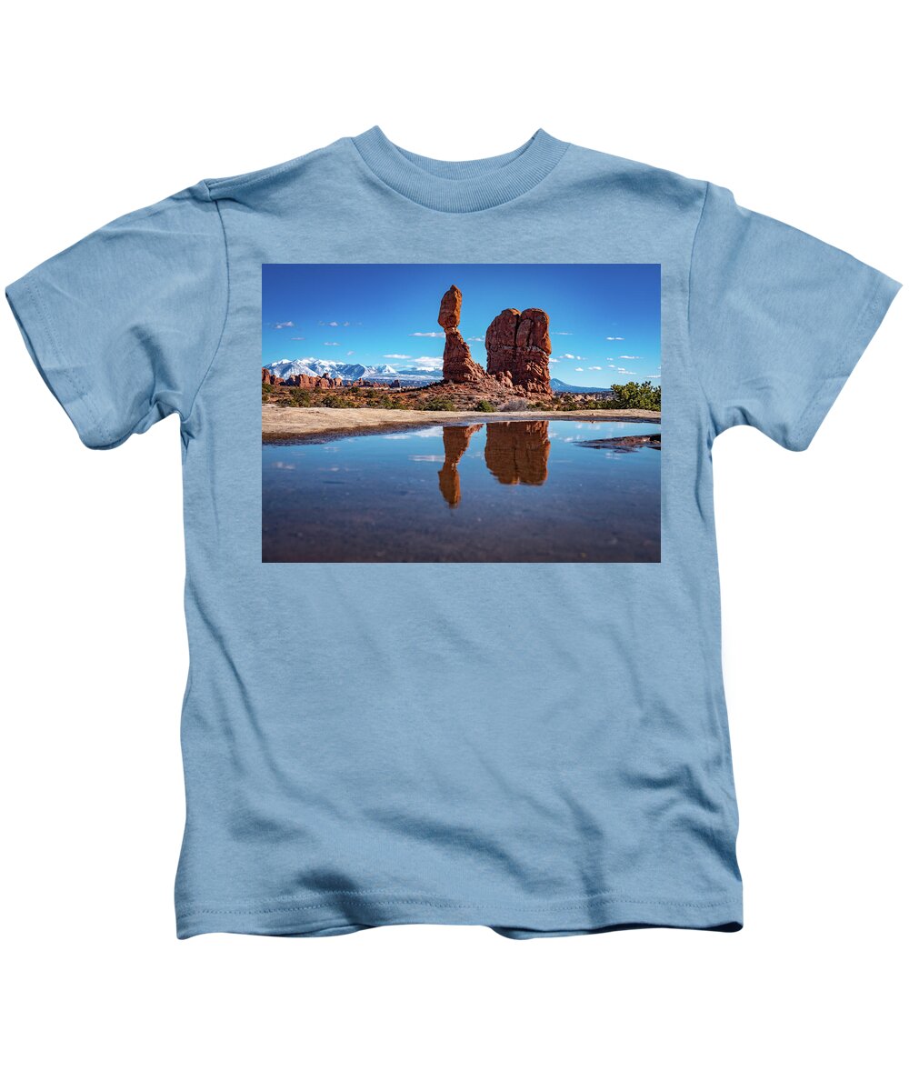 Arches Kids T-Shirt featuring the photograph Balanced Rock by Edgars Erglis