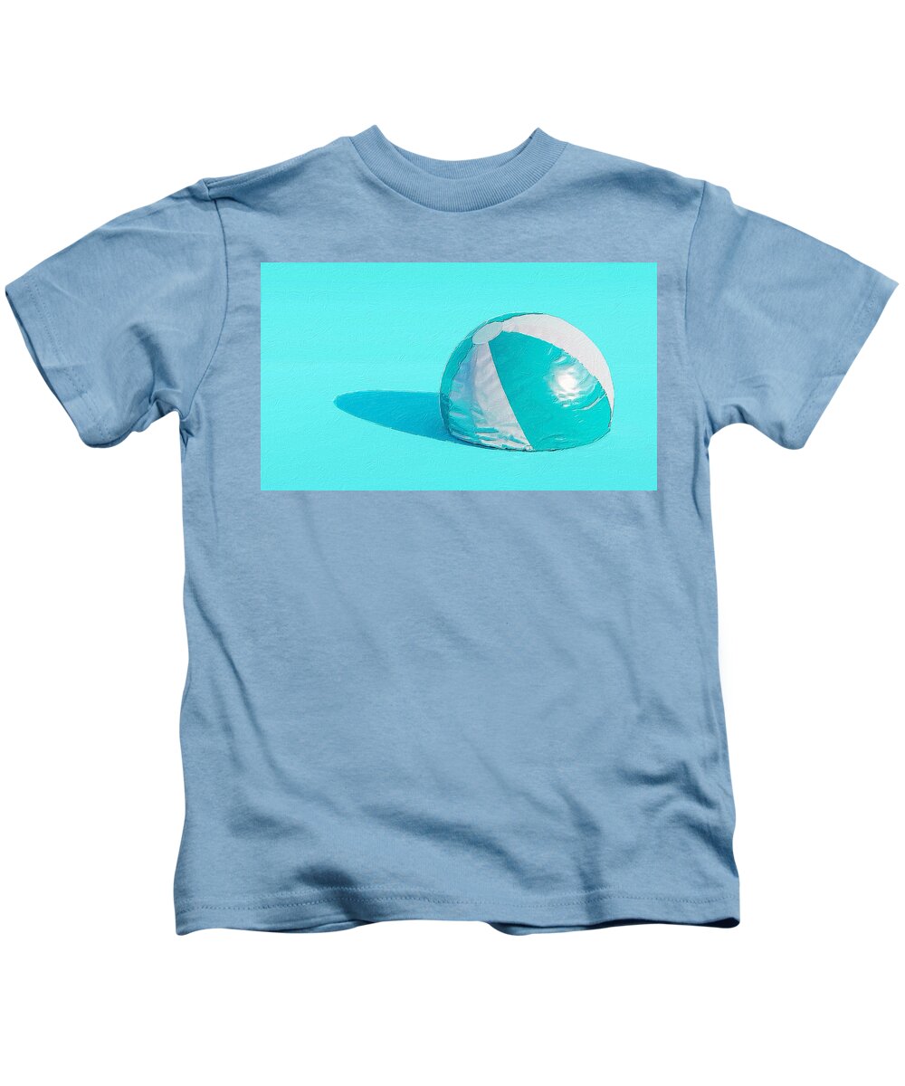 Wave Kids T-Shirt featuring the painting Blue Beach Ball by Tony Rubino