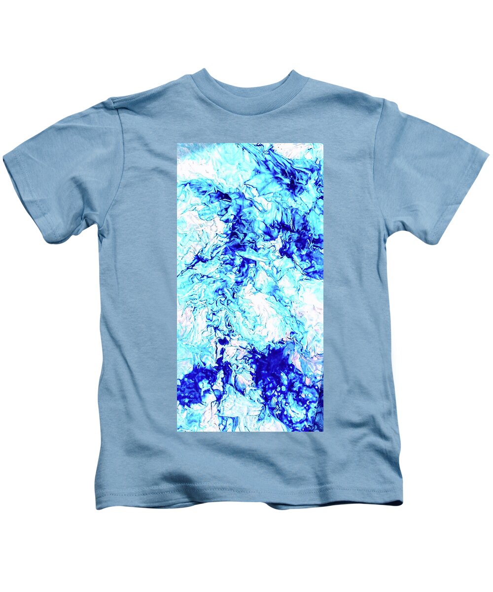 Blue Water Kids T-Shirt featuring the painting Blue Showers by Anna Adams