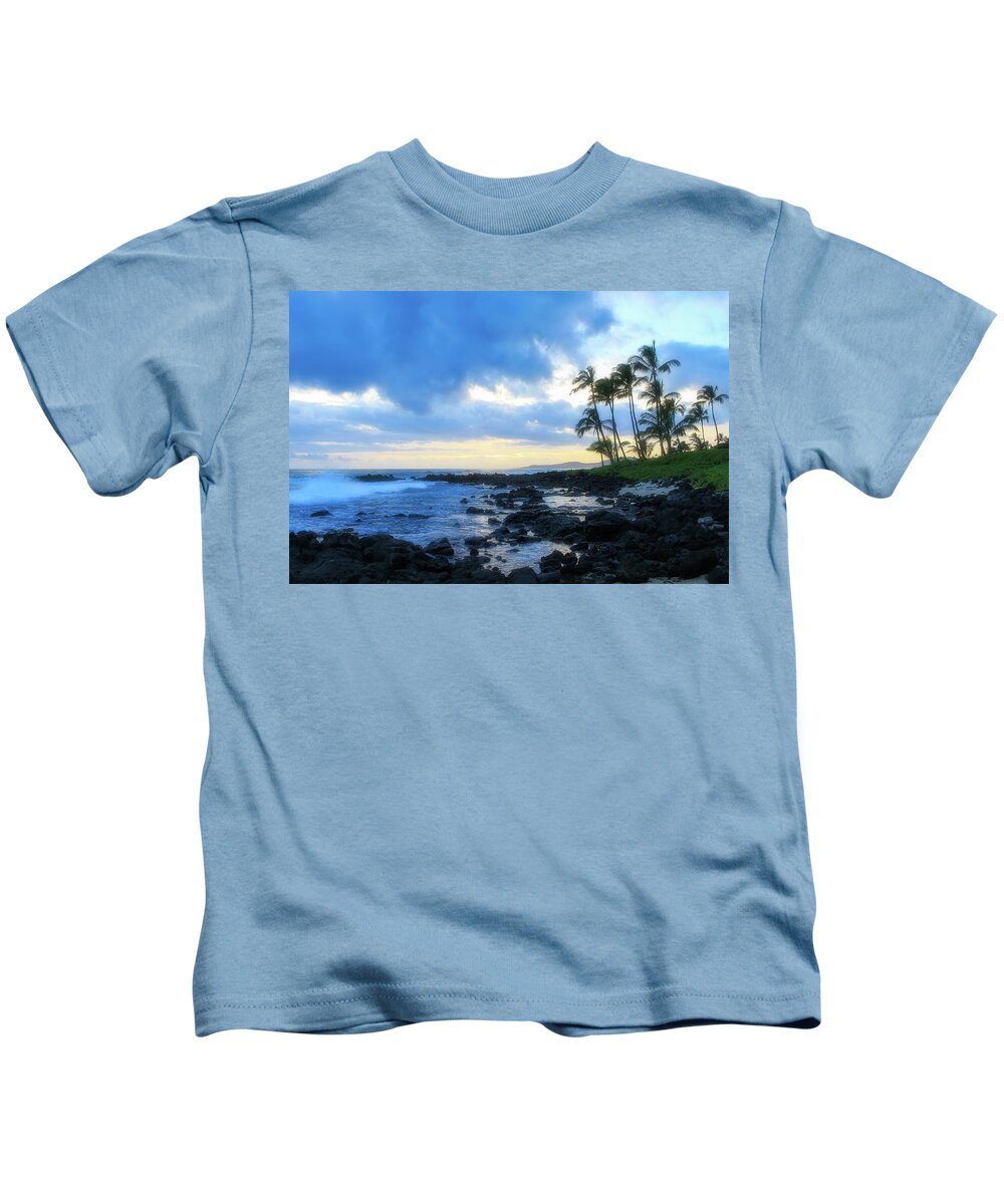 Hawaii Kids T-Shirt featuring the photograph Blue Sunset on Kauai by Robert Carter