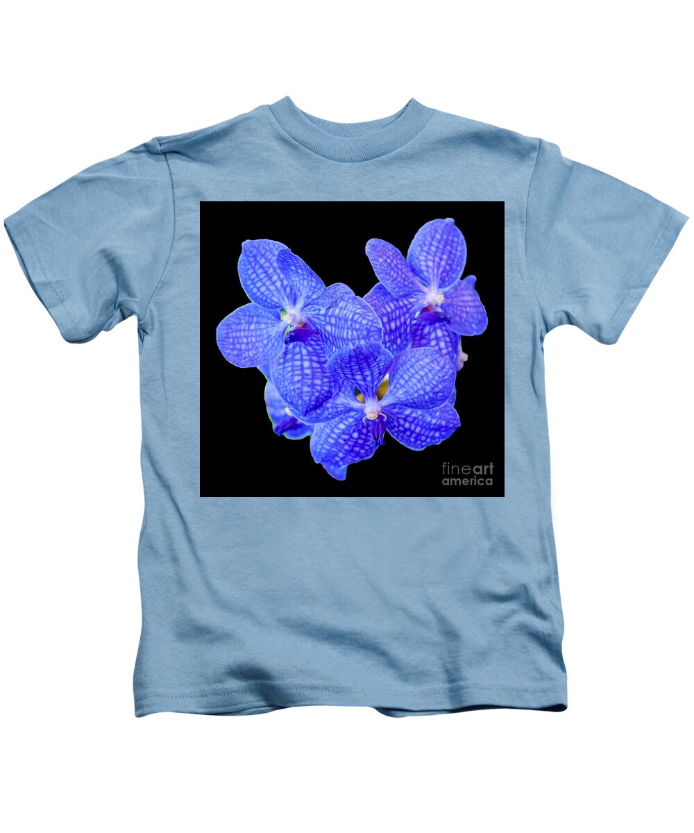 Blue Vanda Kids T-Shirt featuring the photograph Blue Vanda Orchids, 1-22 by Glenn Franco Simmons
