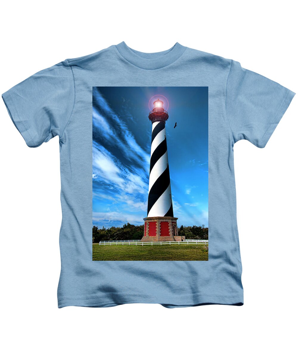 Lighthouse Kids T-Shirt featuring the photograph Cape Hatteras Light by Anthony M Davis