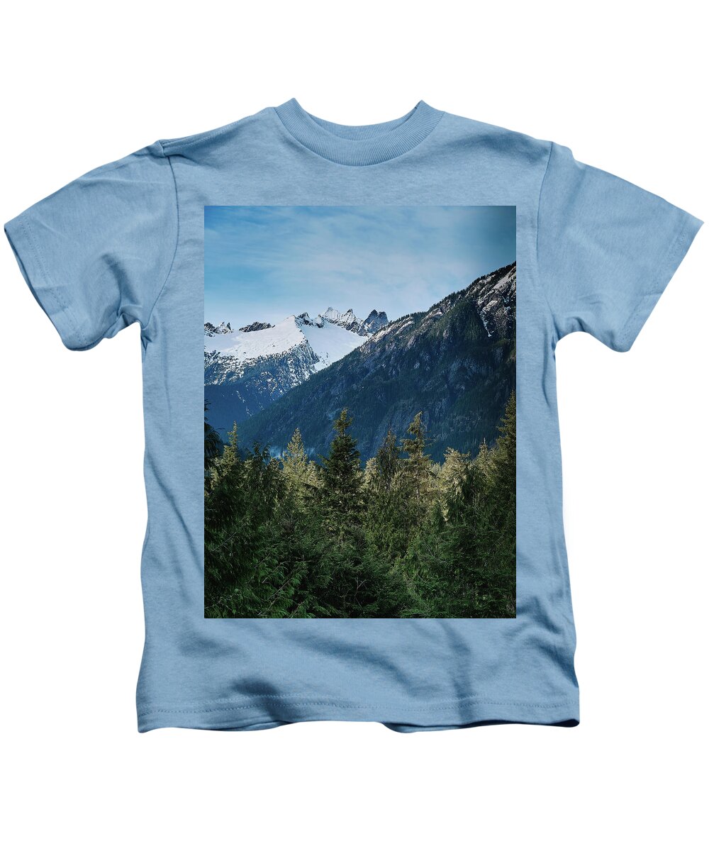Snow Capped Kids T-Shirt featuring the photograph Cascade View by Jermaine Beckley