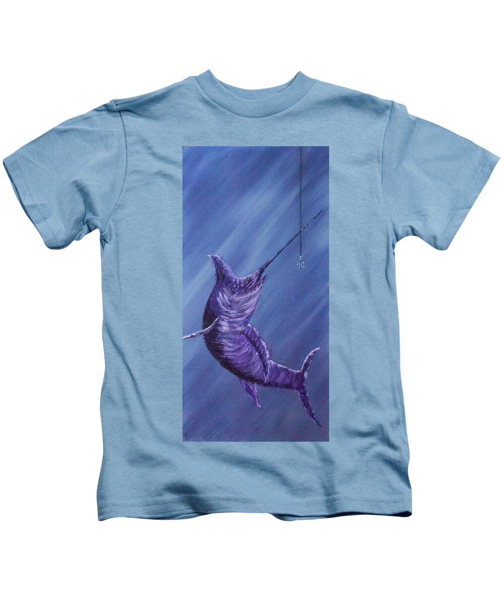 Sword Fish Kids T-Shirt featuring the painting Catch Of The Day by Randy Sylvia