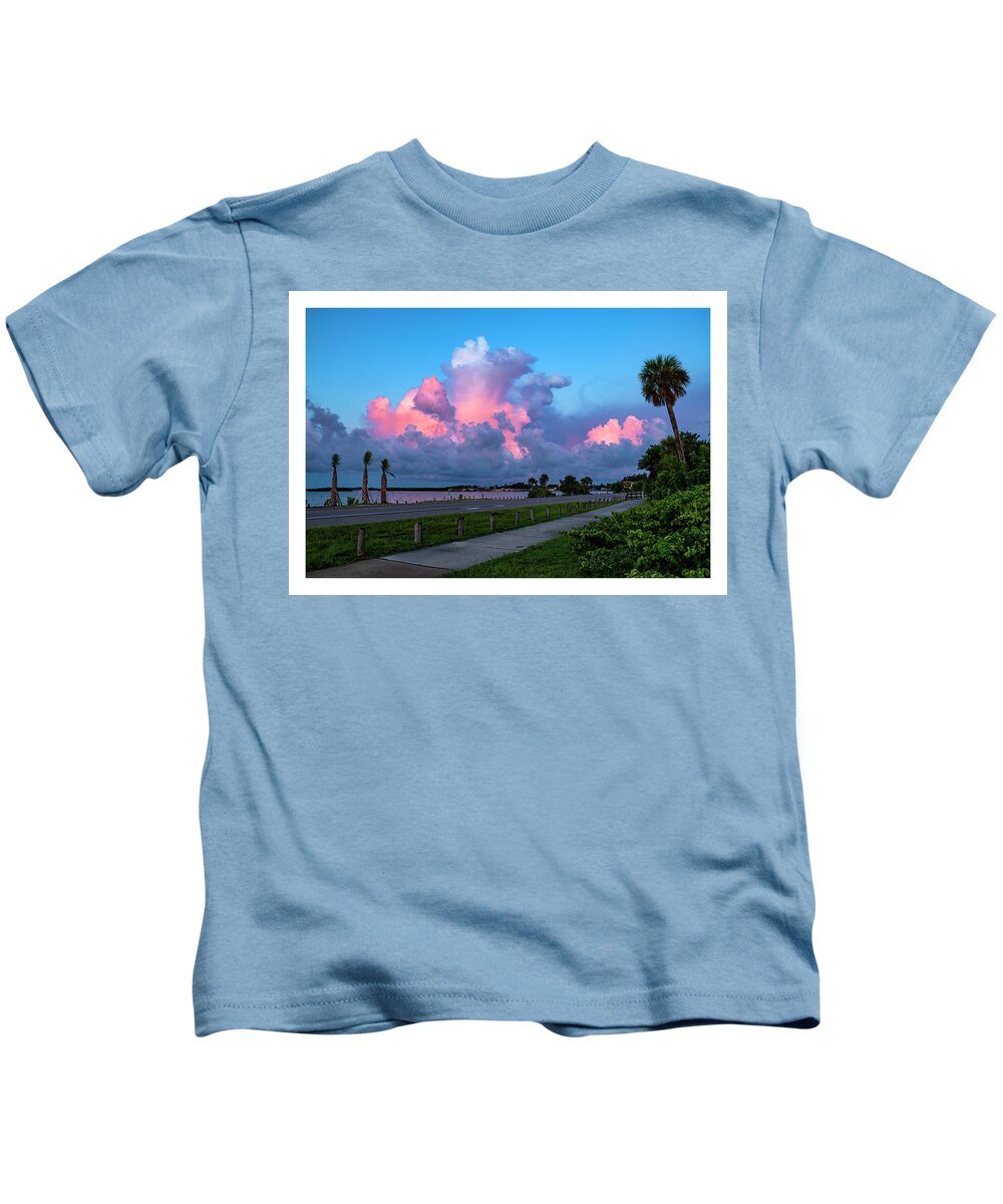 Palma Sola Causeway Kids T-Shirt featuring the photograph Causeway sunrise by ARTtography by David Bruce Kawchak