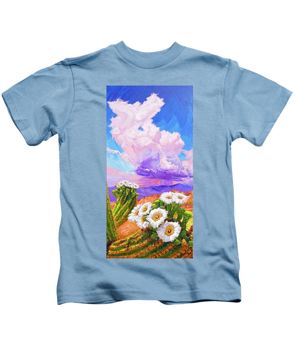 Impressionism Kids T-Shirt featuring the painting Chasing the Rain by Darien Bogart