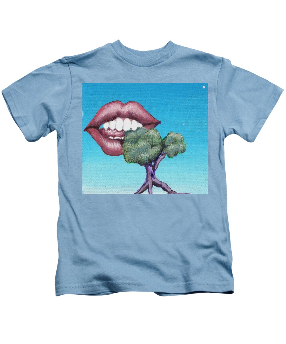 Mouth Kids T-Shirt featuring the painting Chomp by Vicki Noble