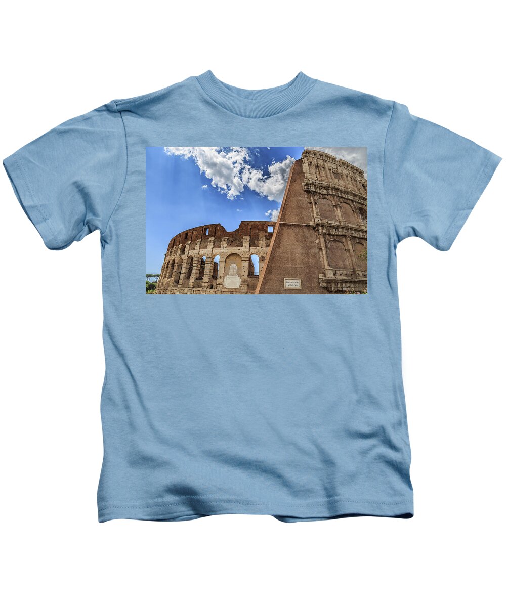 Amphitheatre Kids T-Shirt featuring the photograph Colosseum in Rome, Italy by Fabiano Di Paolo