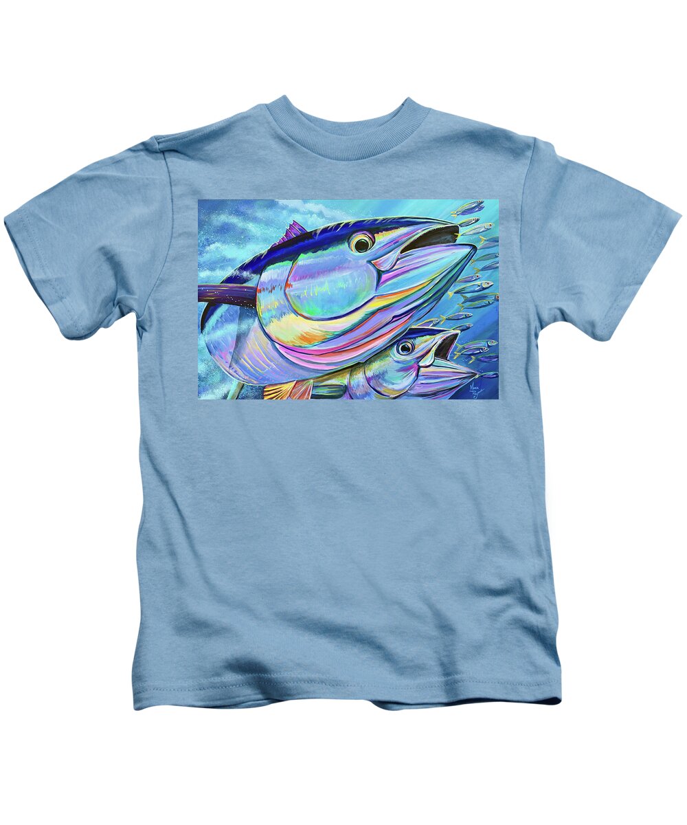 Fish Kids T-Shirt featuring the painting Double Dose by Mark Ray