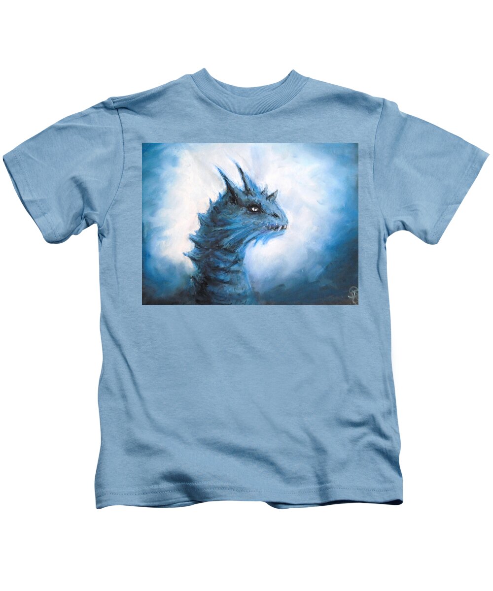 Dragon Kids T-Shirt featuring the painting Dragon's Sight by Jen Shearer