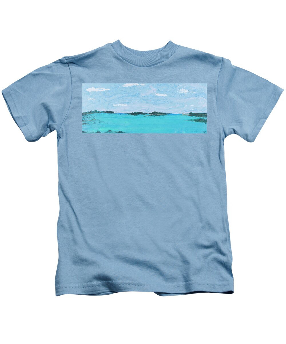 Seascape Kids T-Shirt featuring the painting East Harbor Key Channel by Steve Shaw