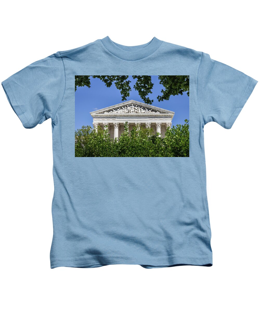 Columns Kids T-Shirt featuring the photograph Equal Justice Under Law - The Supreme Court Building by Elvira Peretsman
