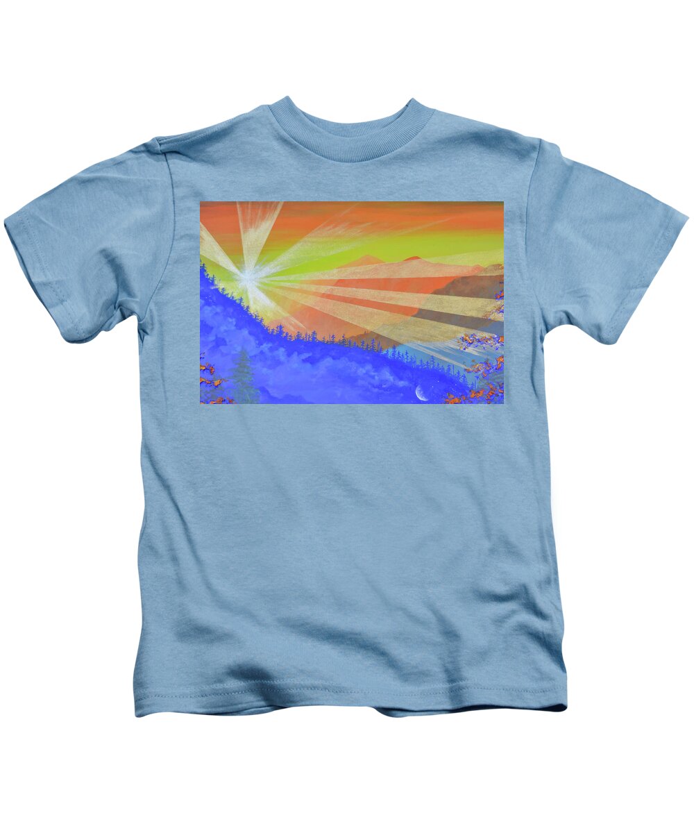 Sunrise Kids T-Shirt featuring the painting Find You Horizon - Fragment by Ashley Wright