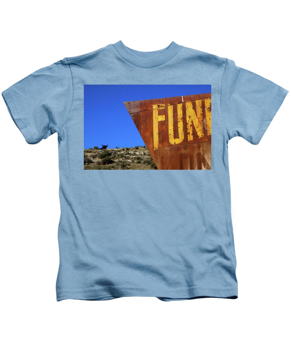 Bull Kids T-Shirt featuring the photograph Fun by Gary Browne
