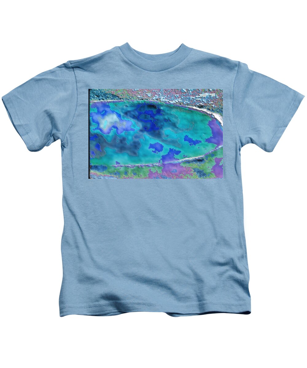 Yellowstone National Park Kids T-Shirt featuring the digital art Geyser Pool PhotoArt by Russel Considine